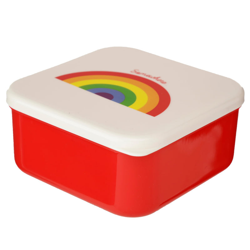 Puckator Somewhere Rainbow Reusable Lidded Snack Pot Lunch Box Set of 3, BPA Free PVC, Work School Travel Home, Large 5.5x11.5x11.5cm Medium 4.5x10x19cm Small 4x8.5x8.5cm