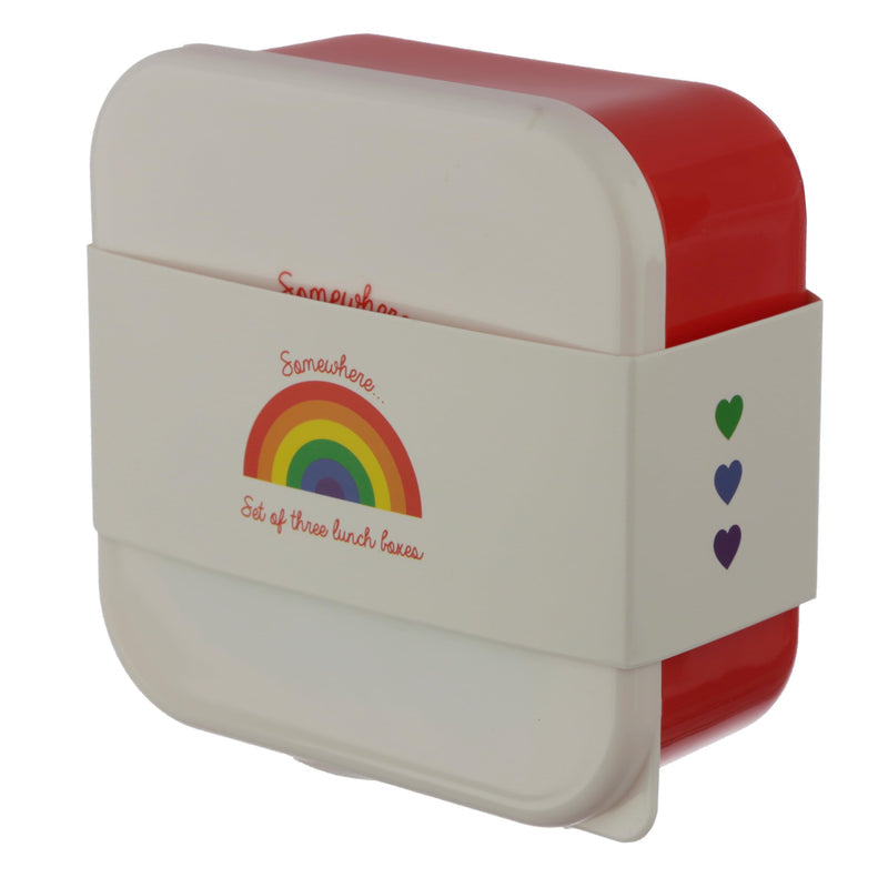 Puckator Somewhere Rainbow Reusable Lidded Snack Pot Lunch Box Set of 3, BPA Free PVC, Work School Travel Home, Large 5.5x11.5x11.5cm Medium 4.5x10x19cm Small 4x8.5x8.5cm