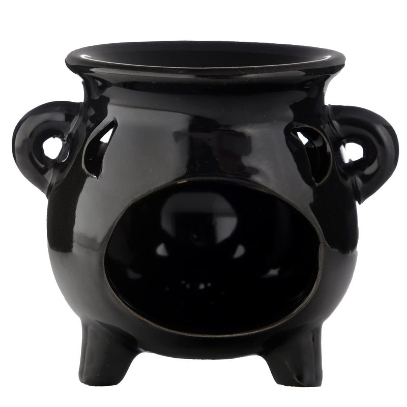 Puckator Eden Large Black Cauldron Oil Burner - Wax Melt Burners Warmer - Boho Bedroom Decor Diffuser Scent Tea Light Burner Holder - House Warming Gift - Aromatherapy Set
