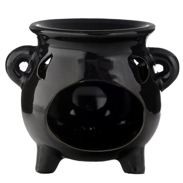 Puckator Eden Large Black Cauldron Oil Burner - Wax Melt Burners Warmer - Boho Bedroom Decor Diffuser Scent Tea Light Burner Holder - House Warming Gift - Aromatherapy Set