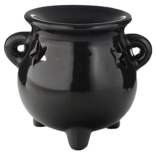 Puckator Eden Large Black Cauldron Oil Burner - Wax Melt Burners Warmer - Boho Bedroom Decor Diffuser Scent Tea Light Burner Holder - House Warming Gift - Aromatherapy Set