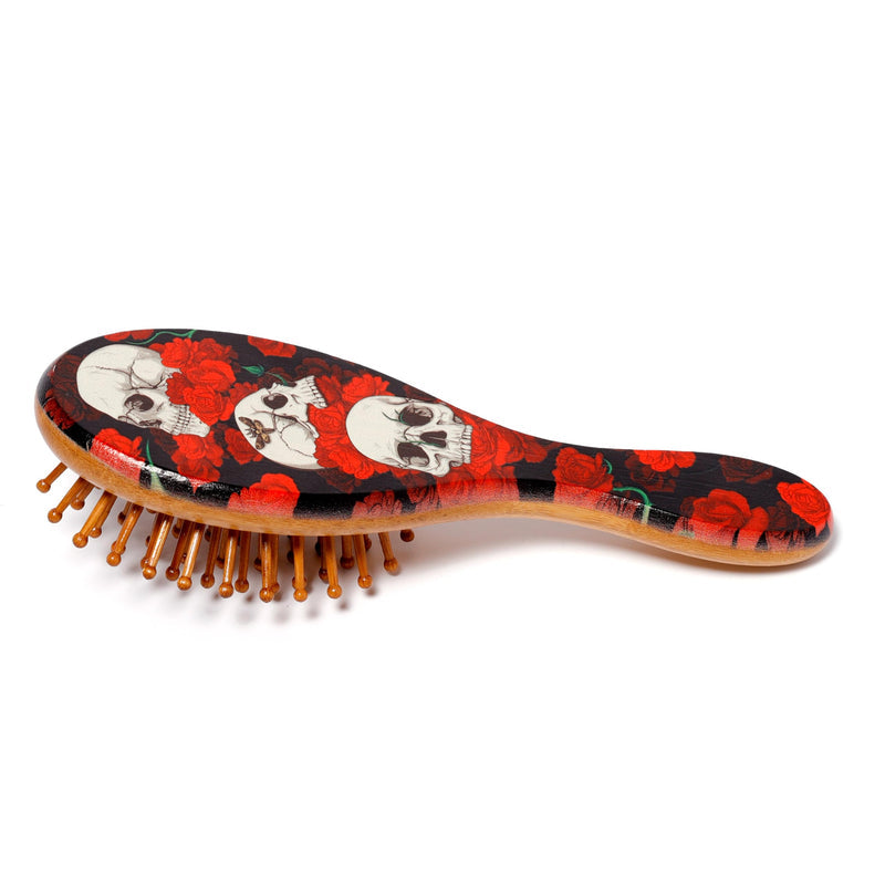 Puckator Skulls and Roses 100% Bamboo Hair Brush - Hair Care Beauty Hairbrush - Detangler Edge Brush For Kids Ladies Wavy Thick Hair Styling Products Haircare - Hedgehog Brush