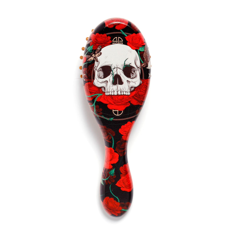 Puckator Skulls and Roses 100% Bamboo Hair Brush - Hair Care Beauty Hairbrush - Detangler Edge Brush For Kids Ladies Wavy Thick Hair Styling Products Haircare - Hedgehog Brush