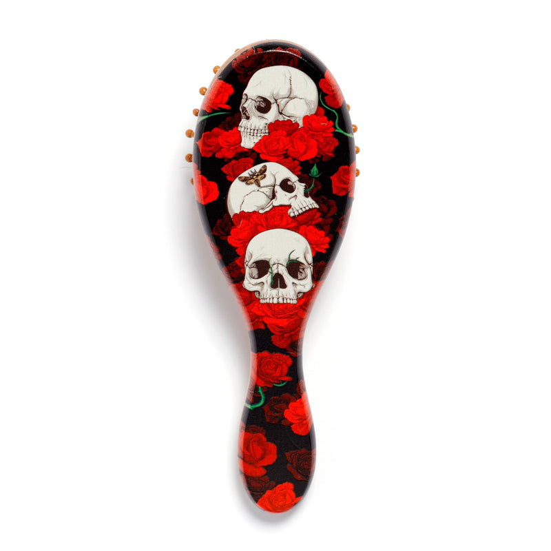 Puckator Skulls and Roses 100% Bamboo Hair Brush - Hair Care Beauty Hairbrush - Detangler Edge Brush For Kids Ladies Wavy Thick Hair Styling Products Haircare - Hedgehog Brush