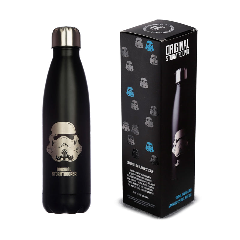 Puckator The Original Stormtrooper - Stainless Steel Water Bottle - Cold for 24h and Hot for 12h - Metal Water Bottles with Stormtrooper Design - Double Walled Modern Thermos Flask - Bpa Free -500 ml