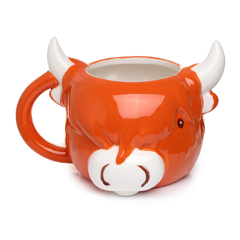 Puckator Highland Coo Cow Head Ceramic Shaped Tea Coffee Mug - Funny Home Accessories - Cute Gifts for Girlfriend - Large Mugs for Men Women Hot Drinks Cute Cups Presents Secret Santa Gift Cup Set