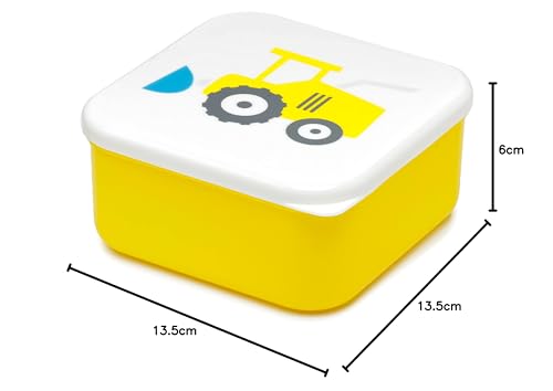 Puckator Little Tractors Set of 3 Lunch Box Snack Pots M/L/XL - Lunchbox with Multi Compartments - Small Food Containers - for Adults and Kids - Girls Boys Lunchbox - Snack Storage