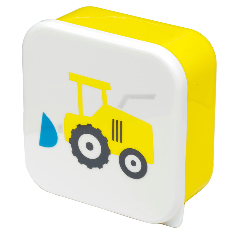 Puckator Little Tractors Set of 3 Lunch Box Snack Pots M/L/XL - Lunchbox with Multi Compartments - Small Food Containers - for Adults and Kids - Girls Boys Lunchbox - Snack Storage