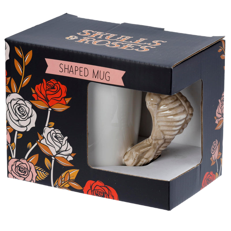 Puckator Skeleton Ceramic Shaped Handle Tea Coffee Mug - Funny Home Accessories - Cute Gifts for Girlfriend - Large Mugs for Men Women Hot Drinks - Cute Cups Presents - Secret Santa Gift - Cup Set