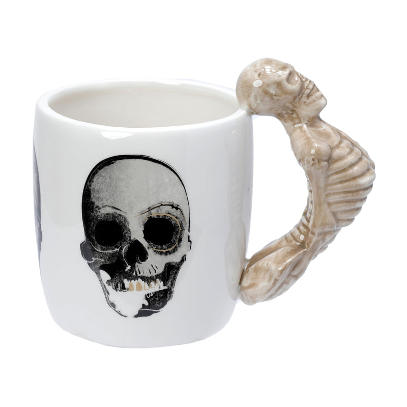 Puckator Skeleton Ceramic Shaped Handle Tea Coffee Mug - Funny Home Accessories - Cute Gifts for Girlfriend - Large Mugs for Men Women Hot Drinks - Cute Cups Presents - Secret Santa Gift - Cup Set