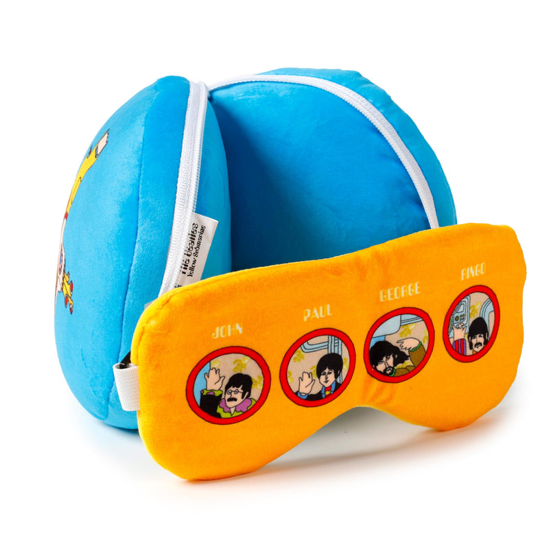 Puckator Relaxeazzz The Beatles Yellow Submarine Round Plush Travel Pillow & Eye Mask - Sleep Eye Mask Masks - Kids Travel Accessories For Sleeping Airplane - Flight Plane Neck Pillow Pillows