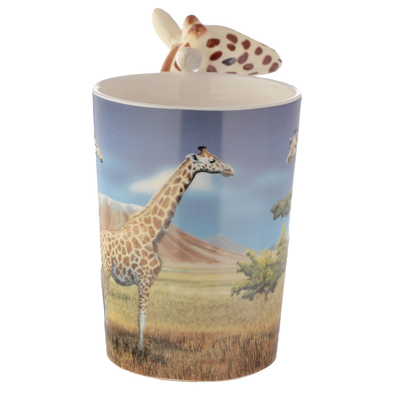 Puckator Giraffe Savannah Decal Ceramic Shaped Handle Tea Coffee Mug - Funny Home Accessories - Cute Gifts for Girlfriend - Large Mugs for Men Women Hot Drinks - Cute Cups Presents Secret Santa Gift