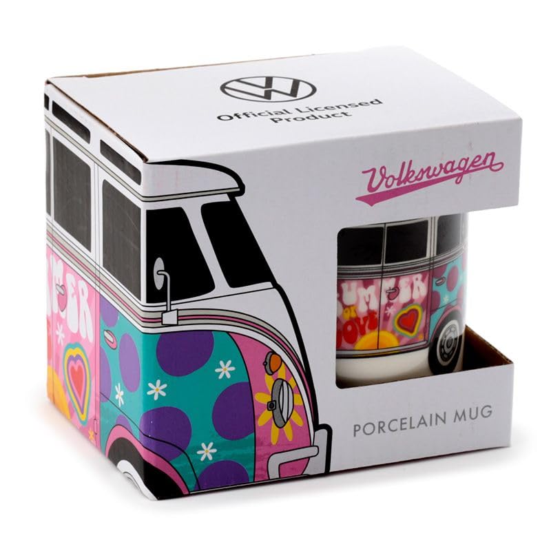 Puckator Volkswagen VW T1 Camper Bus Summer Love Porcelain Tea Coffee Mug - Funny Home Accessories - Cute Gifts for Girlfriend - Large Mugs for Men Women Hot Drinks - Cups Presents Secret Santa Gift