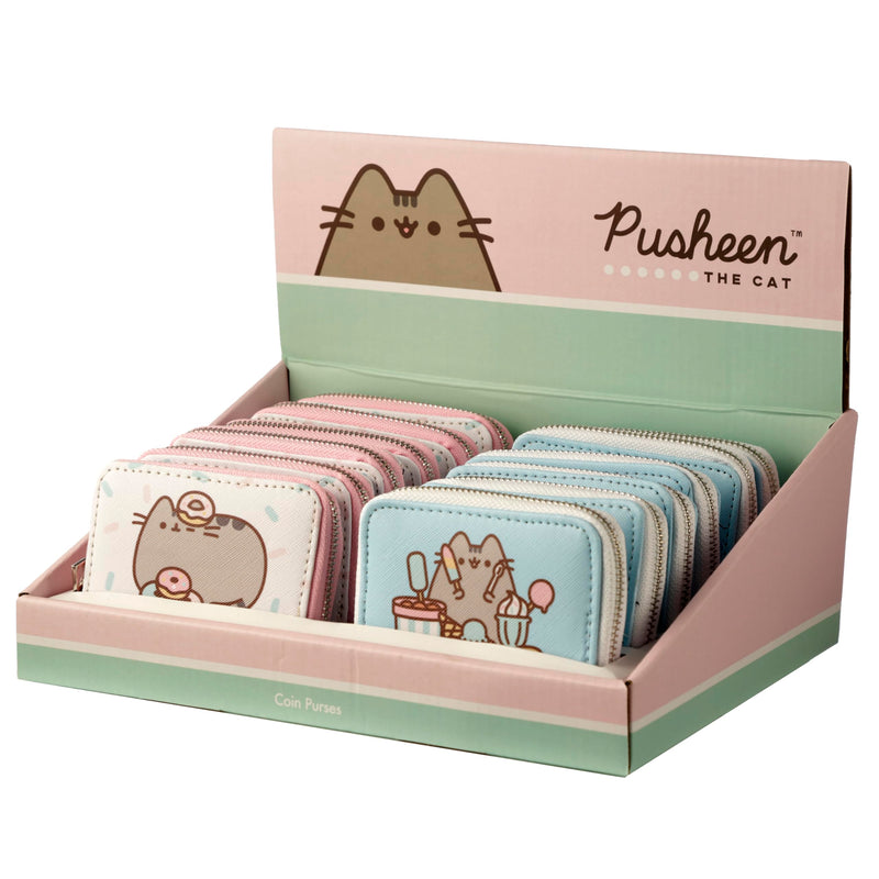 Puckator Pusheen Foodie Cat Zip Around Small Wallet Purse - Ladies Women's Womens Slim Purses Wallets Wallet for Women - Coin Pouch Purse Men - Card Holder with Zip - Small Cash Wallet Bag Bags UK