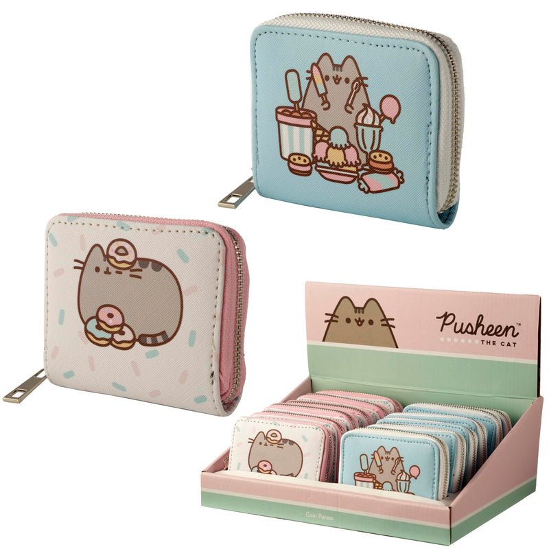 Puckator Pusheen Foodie Cat Zip Around Small Wallet Purse - Ladies Women's Womens Slim Purses Wallets Wallet for Women - Coin Pouch Purse Men - Card Holder with Zip - Small Cash Wallet Bag Bags UK