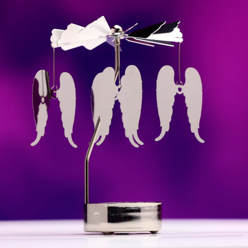 Puckator Angel Wings Rotating Carousel Spinning Tea Light Candle Holder - Living Room Accessories - Angel Themed - Home Decoration - Ornaments - Candle Holder - Table Centrepiece Decoration