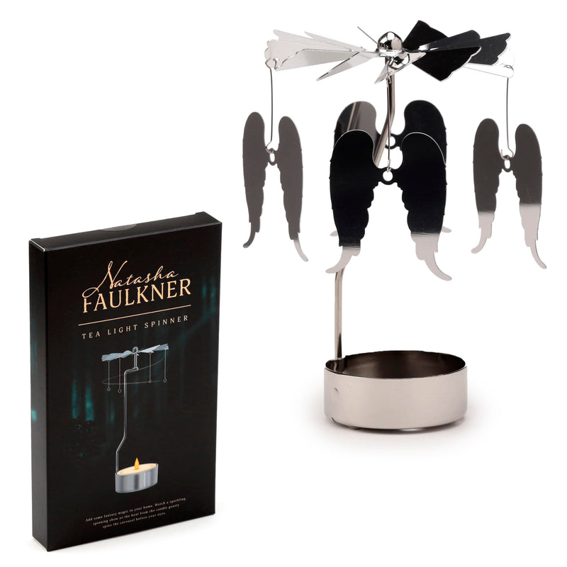 Puckator Angel Wings Rotating Carousel Spinning Tea Light Candle Holder - Living Room Accessories - Angel Themed - Home Decoration - Ornaments - Candle Holder - Table Centrepiece Decoration