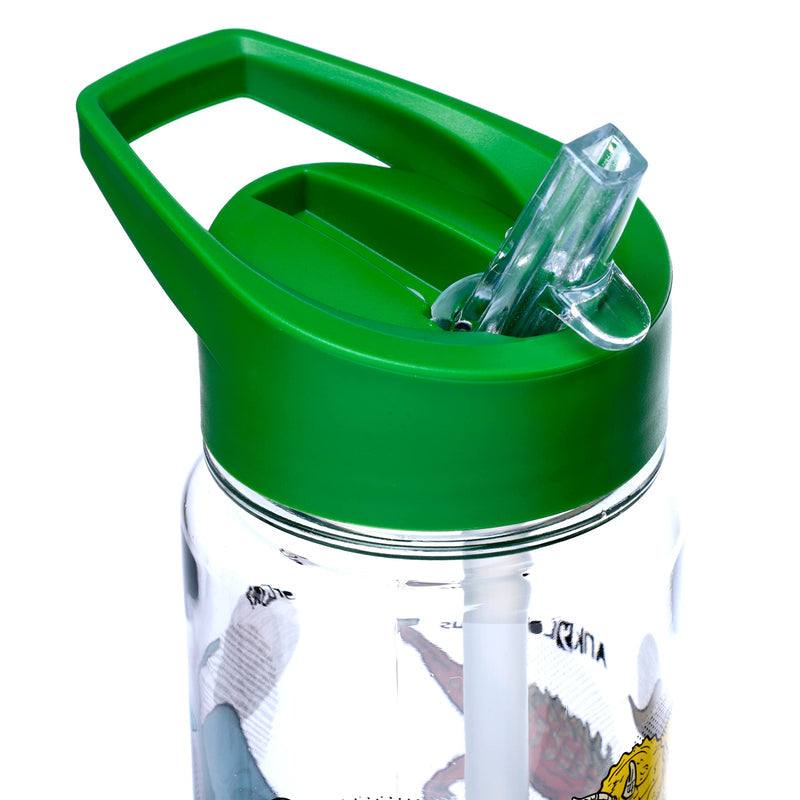 Puckator Dinosauria - Kids Drinks Bottle With Flip Straw - Reusable Water Bottle For Girls And Boys With A Carry Handle - Bpa Free - For School Nursery - Cute Dinosaur Design - Pp 550ml