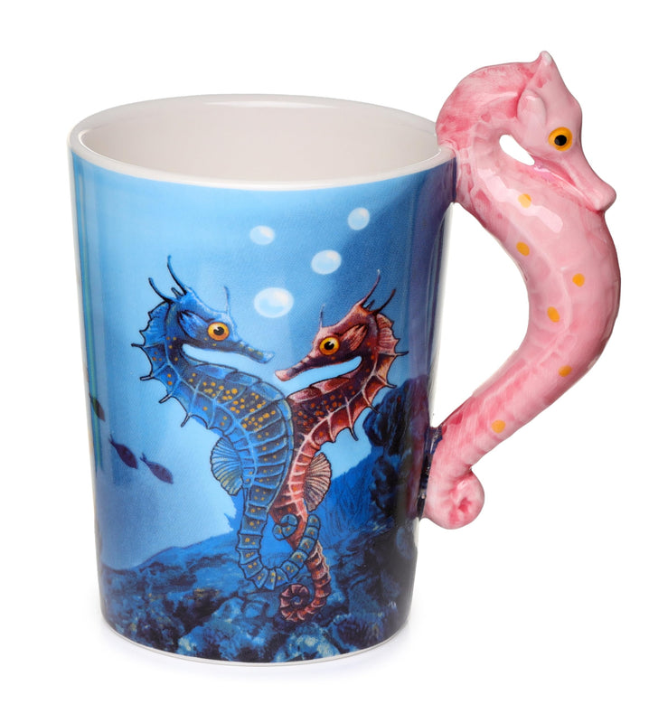 Puckator Lisa Parker Seahorse Ceramic Shaped Handle Tea Coffee Mug - Funny Home Accessories - Cute Gifts for Girlfriend - Large Mugs for Men Women Hot Drinks - Cups Presents Secret Santa Gift Cup Set