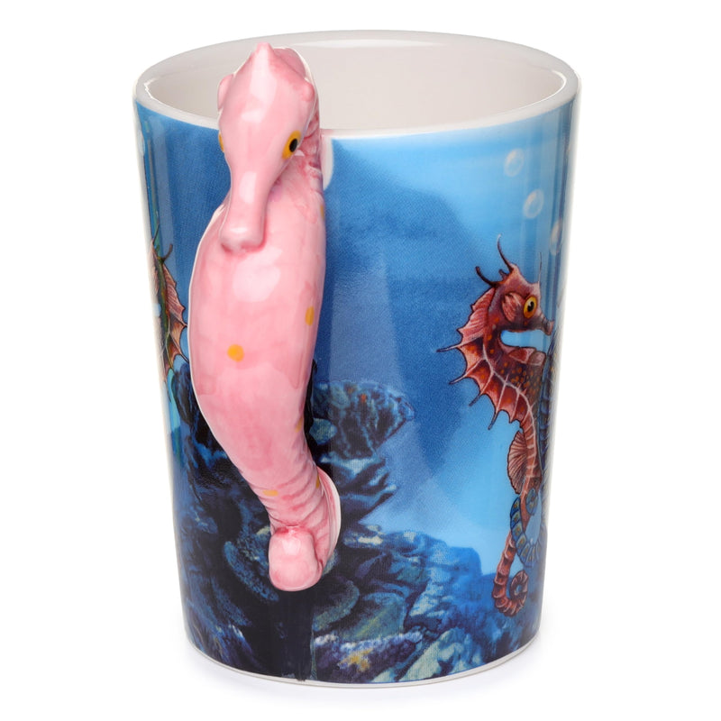 Puckator Lisa Parker Seahorse Ceramic Shaped Handle Tea Coffee Mug - Funny Home Accessories - Cute Gifts for Girlfriend - Large Mugs for Men Women Hot Drinks - Cups Presents Secret Santa Gift Cup Set