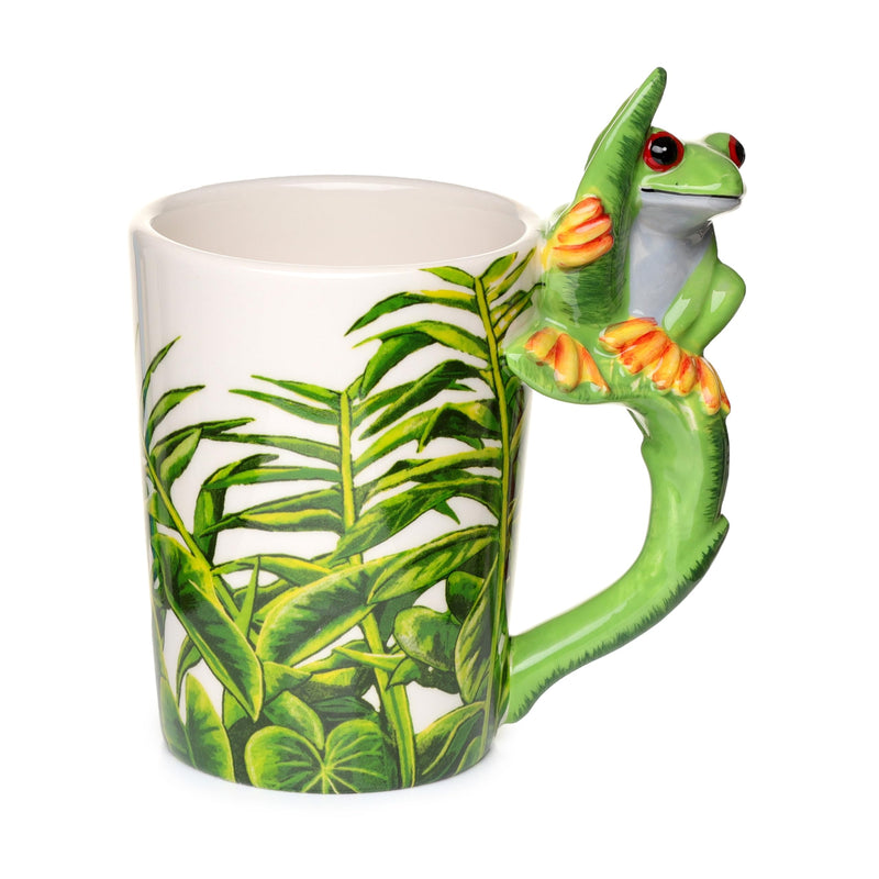 Puckator Tree Frog with Foliage Decal Ceramic Shaped Handle Tea Coffee Mug - Funny Home Accessories - Cute Gifts for Girlfriend - Large Mugs for Men Women Hot Drinks - Cups Presents Secret Santa Gift