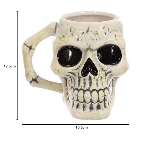 Puckator Ancient Skull Head Ceramic Shaped Tea Coffee Mug - Funny Home Accessories - Cute Gifts for Girlfriend - Large Mugs for Men Women Hot Drinks - Cute Cups Presents - Secret Santa Gift - Cup Set