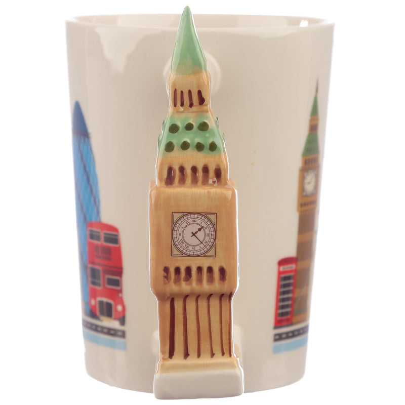 Puckator London Souvenir Big Ben Ceramic Shaped Handle Tea Coffee Mug - Funny Home Accessories Cute Gifts for Girlfriend Large Mugs for Men Women Hot Drinks Cups Presents Secret Santa Gift Cup Set