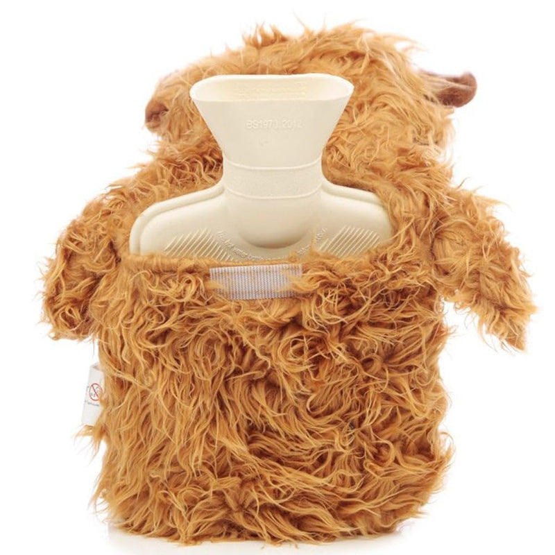 Snuggables Highland Cow 1L Novelty Cover Hot Water Bottle Brown