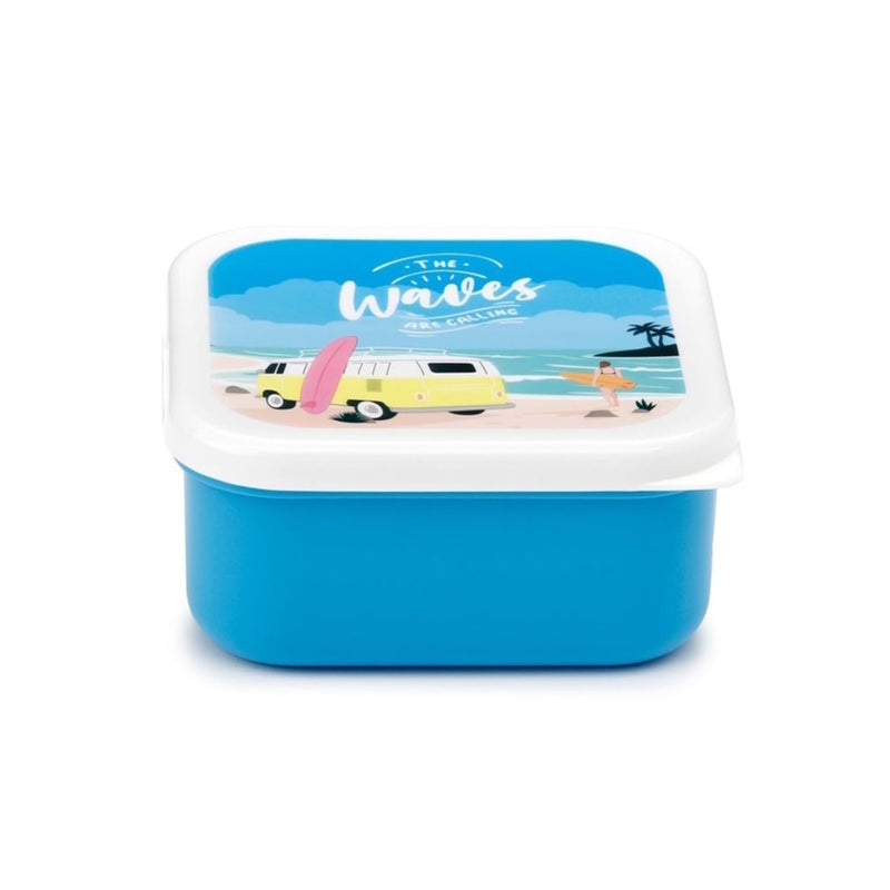 Puckator VW Volkswagen T1 Camper Bus The Waves are Calling Set of 3 Lunch Box Snack Storage M/L/XL - Lunchbox with Multi Compartments - Small Food Containers - Lunchbox for Adults and Kids Girls Boys