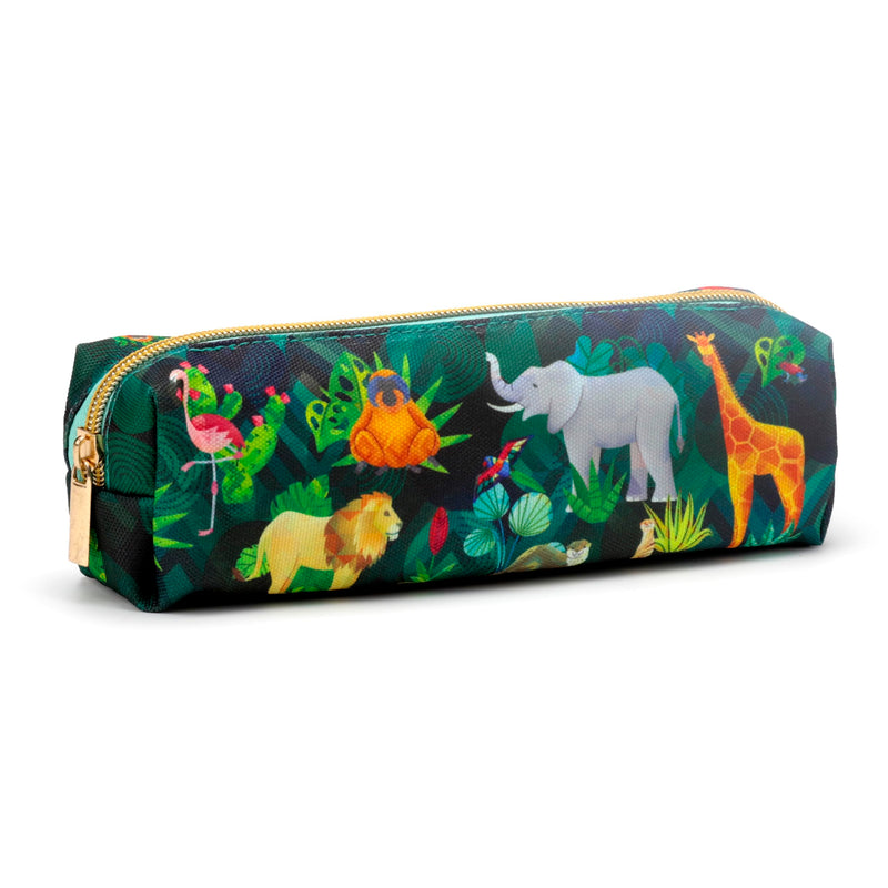 Puckator Animal Kingdom Canvas Pencil Case - School Equipment Stuff - Pencil Cases - Large Capacity Preppy Pencil Case - Zipper Pouch - Office Essentials - Pencils Case Cute - Pencilcase - Pen Case