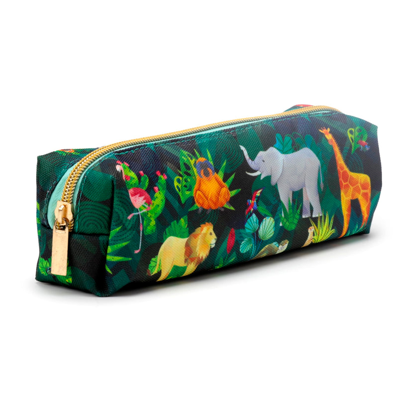 Puckator Animal Kingdom Canvas Pencil Case - School Equipment Stuff - Pencil Cases - Large Capacity Preppy Pencil Case - Zipper Pouch - Office Essentials - Pencils Case Cute - Pencilcase - Pen Case