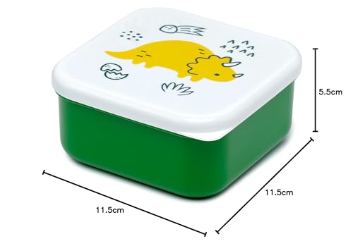Puckator Dinosauria Jr Set of 3 Lunch Box Snack Storage S/M/L - Lunchbox with Multi Compartments - Small Food Containers - for Adults and Kids - Girls Boys Lunchbox - Food Prep with Lids