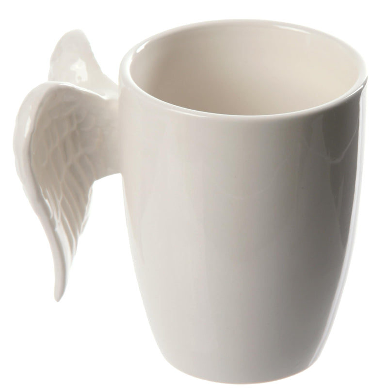Puckator White Angel Wings Ceramic Shaped Handle Mug - University Essentials - Cute Gifts for Girlfriend - Large Mugs for Men Women Hot Drinks - Cute Cups Presents - Secret Santa Gifts - Cup Set