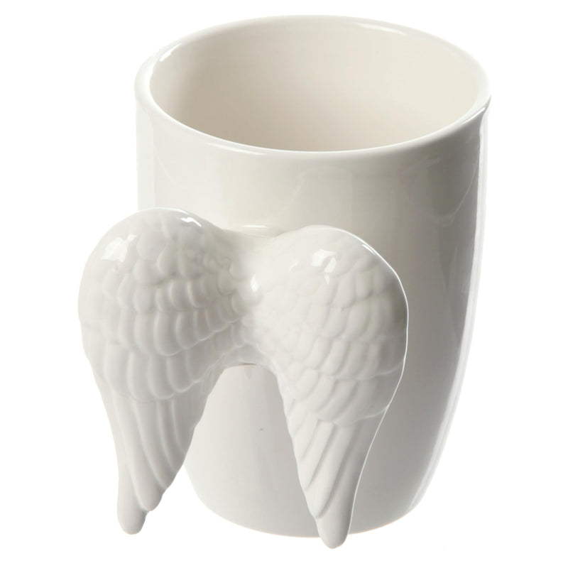 Puckator White Angel Wings Ceramic Shaped Handle Mug - University Essentials - Cute Gifts for Girlfriend - Large Mugs for Men Women Hot Drinks - Cute Cups Presents - Secret Santa Gifts - Cup Set
