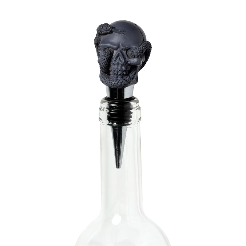 Puckator Skulls and Roses Skull and Snake Bottle Stopper - Ceramic Wine Bottle Stopper for Prosecco and Wine -Wine Glass Bottle Topper Funny Wine Gifts for Wine Lover Red Wine Accessories