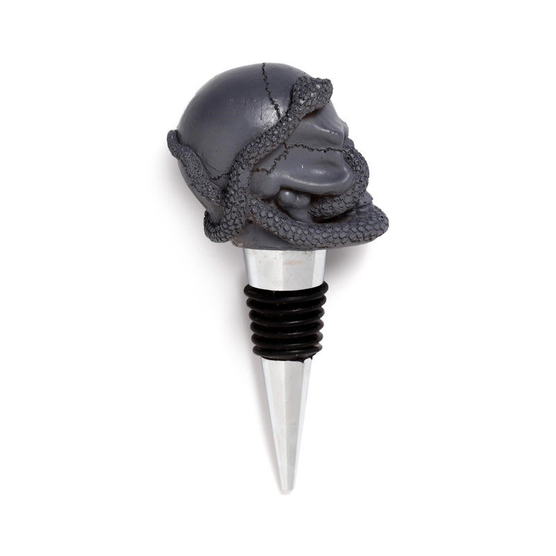 Puckator Skulls and Roses Skull and Snake Bottle Stopper - Ceramic Wine Bottle Stopper for Prosecco and Wine -Wine Glass Bottle Topper Funny Wine Gifts for Wine Lover Red Wine Accessories