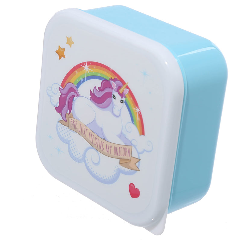 Puckator Enchanted Rainbows Unicorn Set of 3 Lunch Box Snack Storage S/M/L - - Lunchbox with Multi Compartments - Small Food Containers - for Adults and Kids - Girls Boys Lunchbox