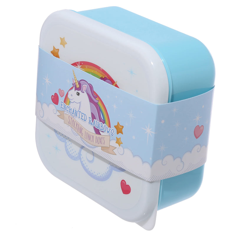Puckator Enchanted Rainbows Unicorn Set of 3 Lunch Box Snack Storage S/M/L - - Lunchbox with Multi Compartments - Small Food Containers - for Adults and Kids - Girls Boys Lunchbox