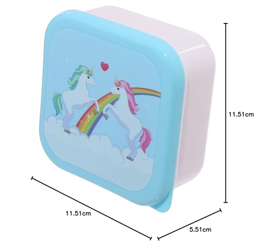 Puckator Enchanted Rainbows Unicorn Set of 3 Lunch Box Snack Storage S/M/L - - Lunchbox with Multi Compartments - Small Food Containers - for Adults and Kids - Girls Boys Lunchbox