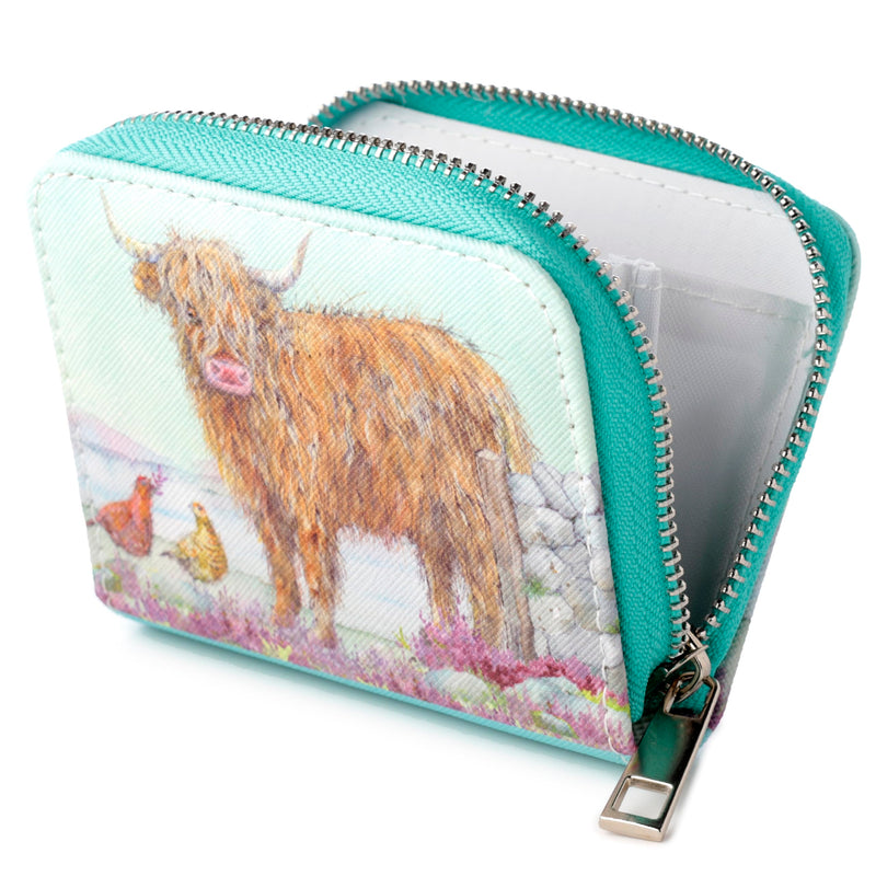 Puckator Jan Pashley Highland Coo Cow Zip Around Small Wallet Purse