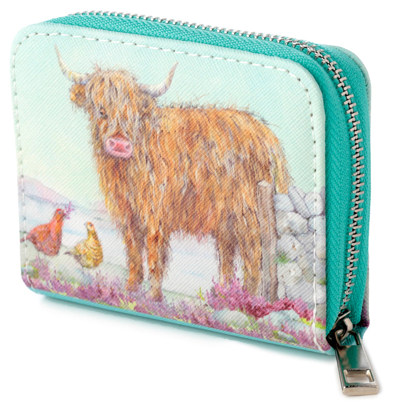 Puckator Jan Pashley Highland Coo Cow Zip Around Small Wallet Purse