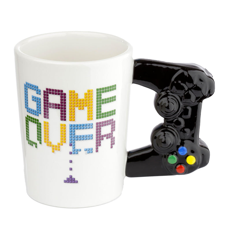 Puckator Game Over Game Controller Ceramic Shaped Handle Tea Coffee Mug - Funny Home Accessories Cute Gifts for Girlfriend Large Mugs for Men Women Hot Drinks Cups Presents Secret Santa Gift Cup Set