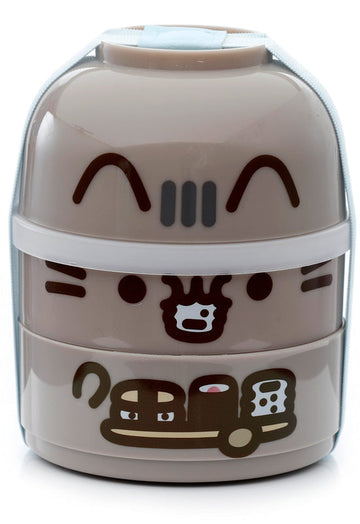 Puckator Pusheen the Cat Stacked Round Bento - Lunch Box for Adults and Kids with Compartments - Snack Box - Food Containers With Lids - Stackable Snack Pots For Kids - Meal Prep Container - Lunchbox