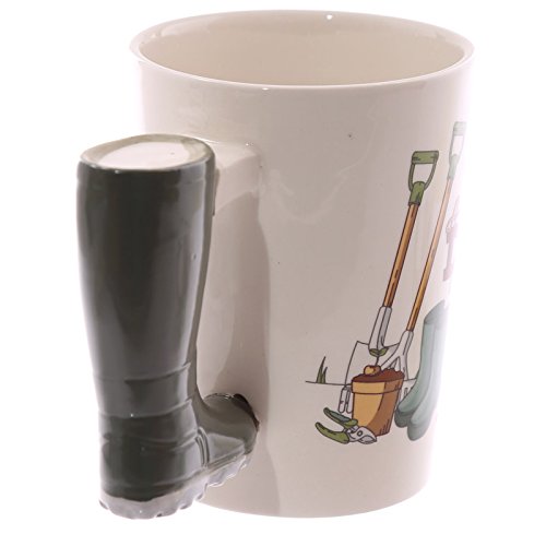 Puckator Garden Wellington Ceramic Shaped Handle Tea Coffee Mug - Funny Home Accessories - Cute Gifts for Girlfriend - Large Mugs for Men Women Hot Drinks - Cups Presents - Secret Santa Gift Cup Set