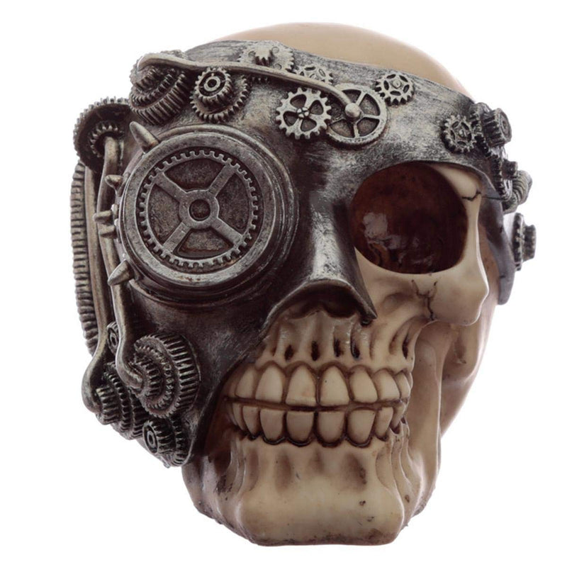 Puckator Steampunk Skull Head Ornament - Home Decoration - Steampunk Skull - Ornaments - Resin - Home Accessories - Living Room Accessories - Human Skeleton - Goth Gifts For Men