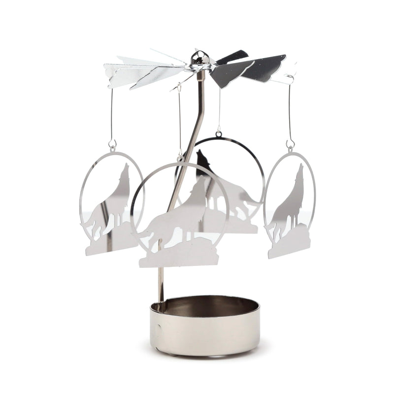 Puckator Howling Wolf Rotating Carousel Spinning Tea Light Candle Holder - Living Room Accessories - Wolf Themed - Home Decoration - Ornaments - Candle Holder - Table Centrepiece Decoration