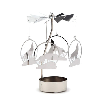 Puckator Howling Wolf Rotating Carousel Spinning Tea Light Candle Holder - Living Room Accessories - Wolf Themed - Home Decoration - Ornaments - Candle Holder - Table Centrepiece Decoration