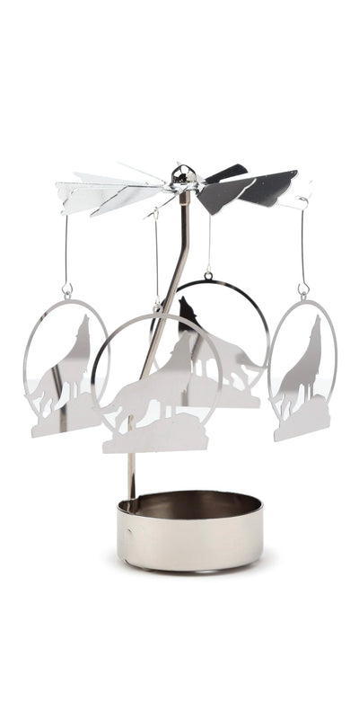 Puckator Howling Wolf Rotating Carousel Spinning Tea Light Candle Holder - Living Room Accessories - Wolf Themed - Home Decoration - Ornaments - Candle Holder - Table Centrepiece Decoration