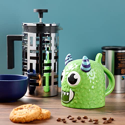 Puckator Monstarz Monster Green Upside Down Ceramic Shaped Tea Coffee Mug - Funny Home Accessories - Cute Gifts for Girlfriend - Large Mugs for Men Women Hot Drinks Cups Presents Secret Santa Gift