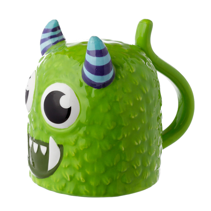 Puckator Monstarz Monster Green Upside Down Ceramic Shaped Tea Coffee Mug - Funny Home Accessories - Cute Gifts for Girlfriend - Large Mugs for Men Women Hot Drinks Cups Presents Secret Santa Gift